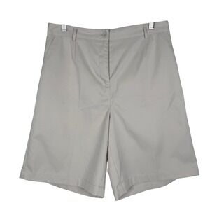 Talbots Bermuda Shorts Womens 12 Beige Classic High Rise Elastic Back Pockets